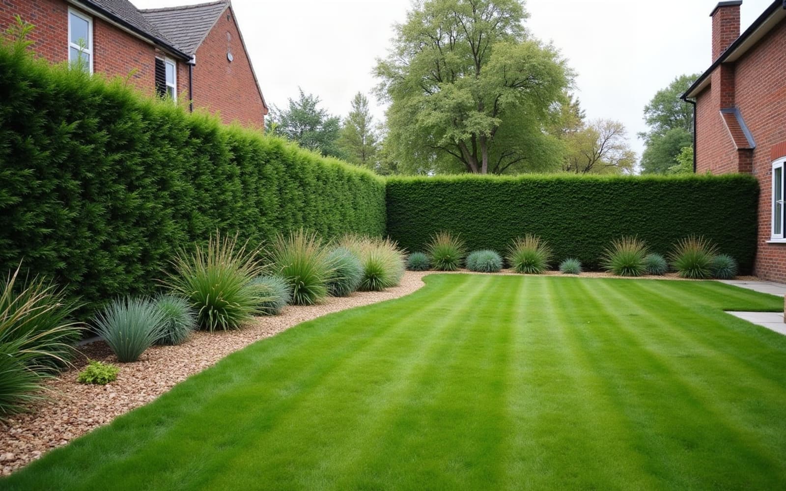 Haie taillée fermant la limite d'un jardin